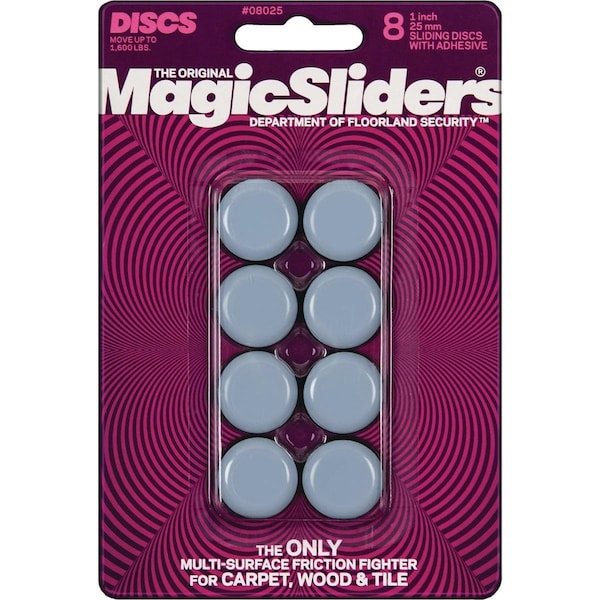 Magic Sliders 1 In. Round Adhesive Furniture Glide, 8PK 08025 - main